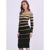 INSPIRE CHIC Women's Striped Long Sleeve Stretchy Crew Neck Bodycon Ribbed Knit Casual Fall Sweater Dress - 2 of 4