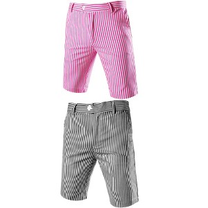 Lars Amadeus Men's Summer Shorts Stripe Slim Fit Flat Front Seersucker Chino Short Pants 2 Pack - 1 of 4