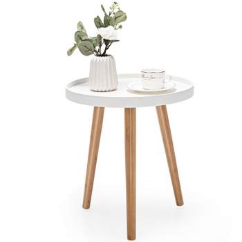 Tangkula Modern Side Table Round Sofa Coffee End Table Nightstand Tripod Stand & Premium Material
