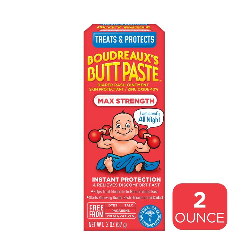 Boudreaux&#39;s Butt Paste Baby Diaper Rash Cream Maximum Strength - 2oz, 1 of 15