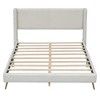 Wood Platform Bed Corduroy Upholstered with Wingback Headboard and Vertical Stripe - 4 of 4