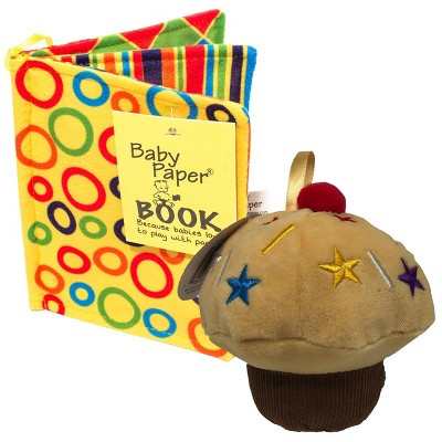 Baby Paper Vanilla Cupcake & Crinkle Book Gift Set - Baby Paper Crinkle Toys