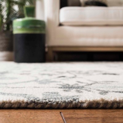 Hand-Knotted Ivory Wool Suzani Area Rug 3' x 5'