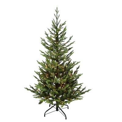 Puleo 4.5' Pre-Lit Natural Fir Artificial Christmas Tree Clear Lights: Incandescent, Easy Setup, Indoor Use