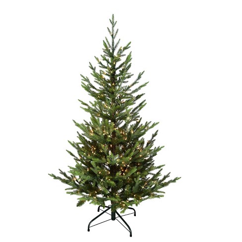 4.5 ft Pre-Lit Flocked Halifax Fir Tree 250 Clear Incandescent Lights, Size: 4.5