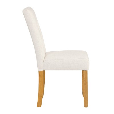 Ivory Linen Upholstered Tufted Parsons Side Chair Set