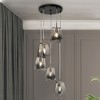 LNC Afmean 5-Lights 17" Modern   Luxury Smoked-Gray Glass Cluster Chandelier,Black and Smoked Glass - 2 of 4