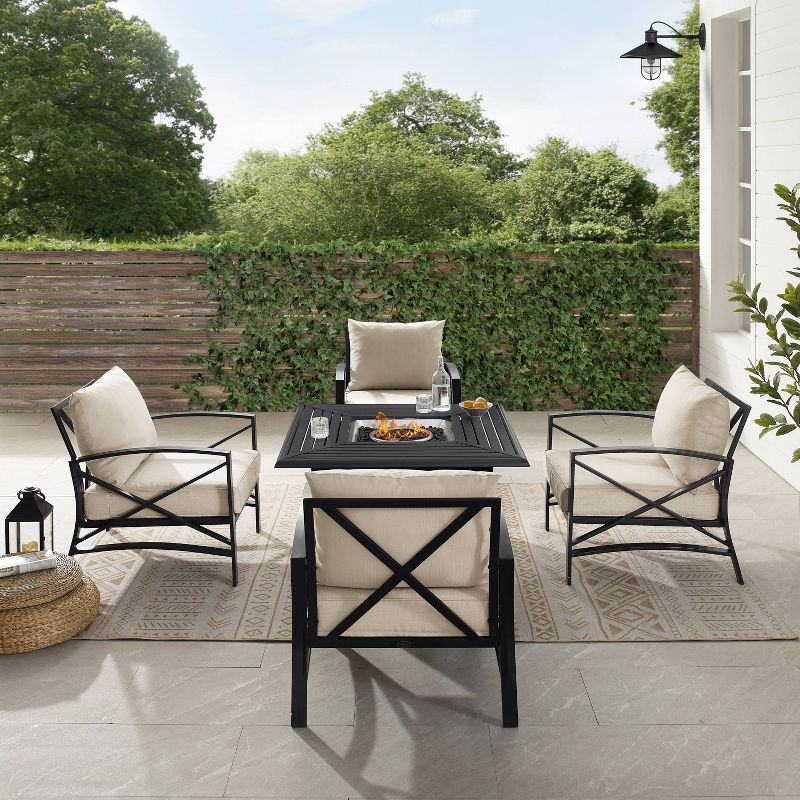 Crosley 5pc Kaplan Outdoor Patio Conversation Set with Dante Fire Table & 4 Arm Chairs, 6 of 16