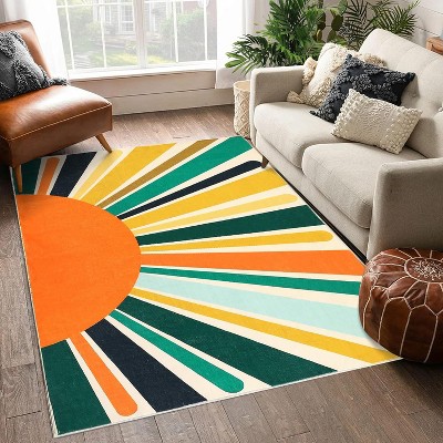 Coucheta Area Rug Machine Washable Non-Slip Modern Minimalist Accent Carpet for Living Room Bedroom Entryway,Multi-Color & Size