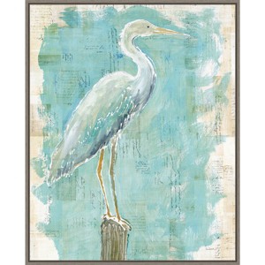 23" x 28" Coastal Egret by Sue Schlabach Framed Canvas Wall Art Print - Amanti Art: Modern Style, Polystyrene Frame, Animal Subject - 1 of 4