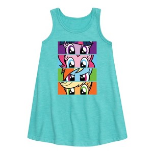 Girls' - My Little Pony - Stacked Faces Graphic Sleeveless Aline Dress - 1 of 3