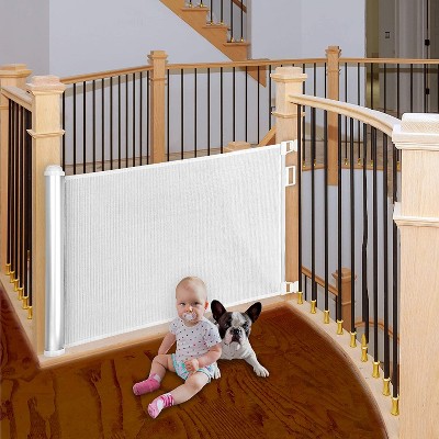 Tramull Retractable Baby Gate – Extra Wide Mesh Safety Gate (Up to 51") for Babies and Pets, Ideal for Stairs, Doorways, Indoor & Outdoor Use