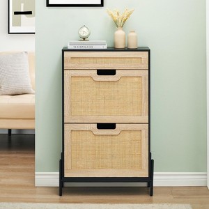 Whizmax Shoe Cabinet with 2 Flip Drawers, Freestanding Shoe Cabinet Organizer with Metal Legs, Shoes Storage Cabinet for Entryway, Shoe Rack Cabinet - 1 of 4