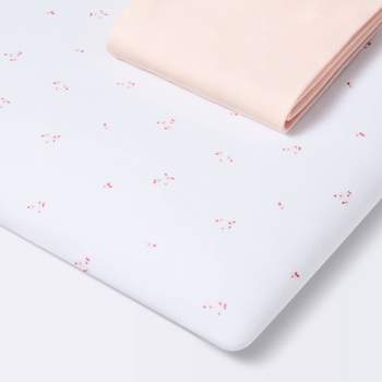 Fitted Jersey Play Yard Crib Sheet - Pink Floral - 2pk - Cloud Island™