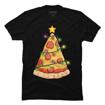 Men's Design By Humans Pizza Christmas Tree By leroystubbles T-Shirt