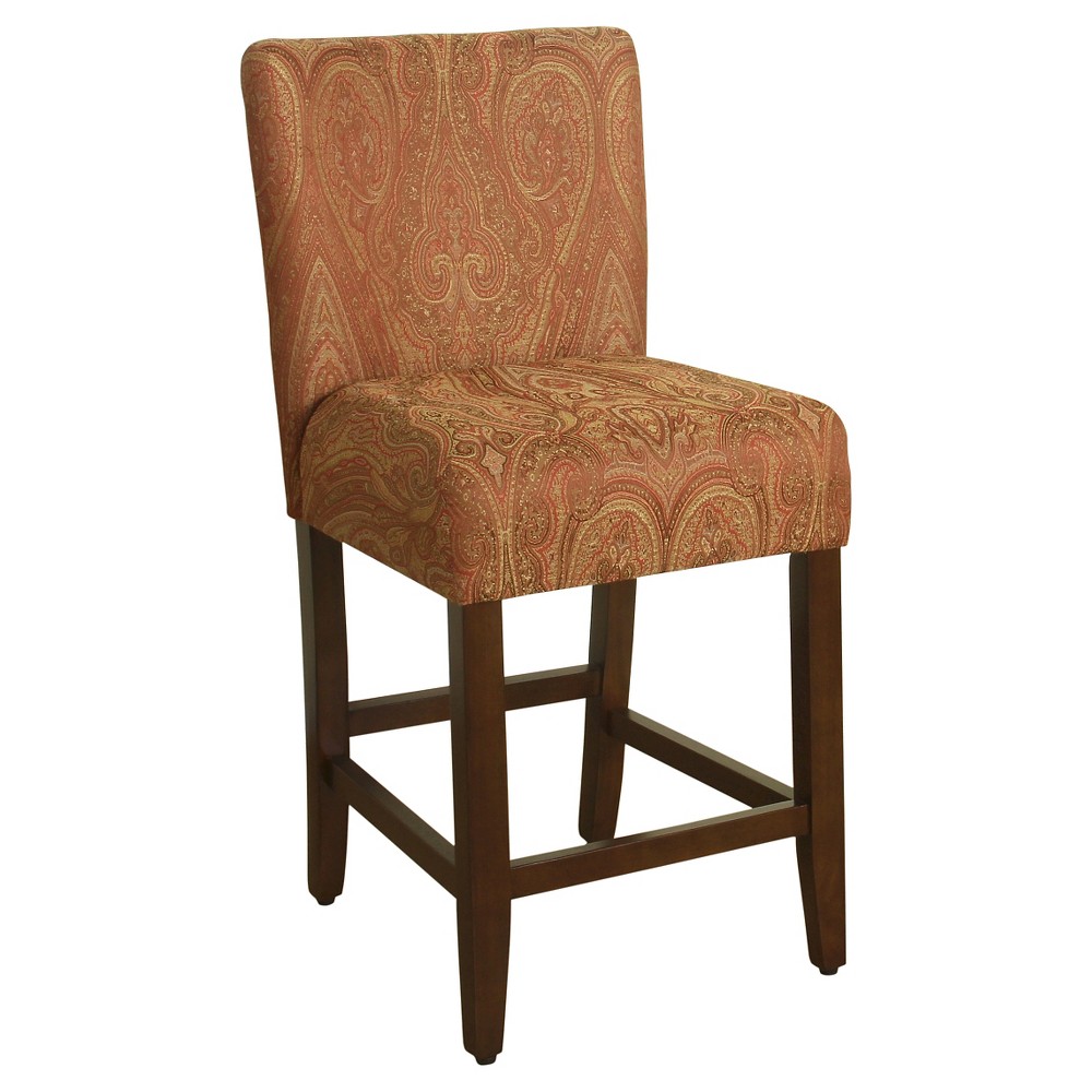 Photos - Chair 24" Damask Upholstered Counter Height Barstool Red - HomePop