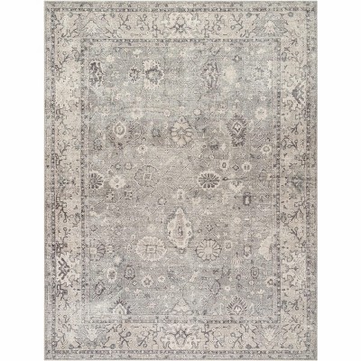 Davina Light Gray and Dark Purple Polyester Rectangular Area Rug