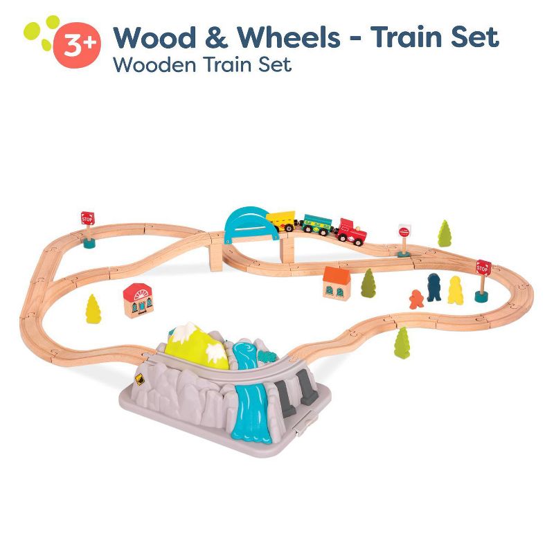 B. toys Wooden Train Set - Wood &#38; Wheels, 4 of 15