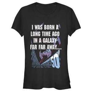 Juniors Womens Star Wars I Was Born A Time Ago 50th Birthday Portrait T-Shirt - 1 of 3