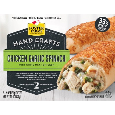 Foster Farms Frozen Hand Crafts Chicken Garlic Spinach Sandwich - 12oz