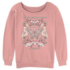 Juniors Womens Lost Gods Positive Day Butterfly Sweatshirt - 1 of 3