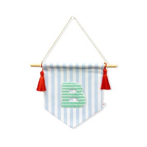 Ramus & Co. 'A B C' Blue Striped Create-Your-Own Banner with Red Tassels and Chenille Letter Patch - 1 of 3
