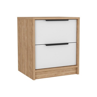NicBex 16.1 inch Wide Nightstand with 2 Drawers, Modern Side Table with Solid Wood Frame and Metal Handles,Bedside Table for Bedroom,Living Room