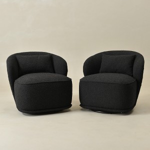 KINWELL Modern Boucle Upholstered 360° Swivel Accent Armchair, Set of 2 - 1 of 4