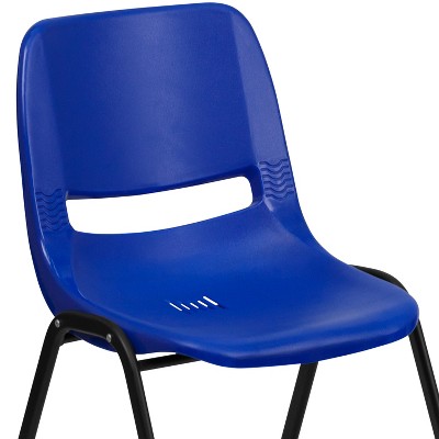 Navy and Black Metal Ergonomic Stackable Kid's Chair
