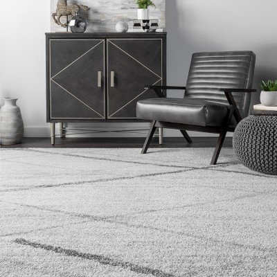Gray Abstract Non-Slip Synthetic Runner Rug