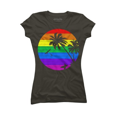 Junior's Design By Humans Rainbow Summer By clingcling T-Shirt