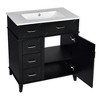 30-Inch Bathroom Storage Cabinet Featuring a Ceramic Sink and a Built-In Adjustable Shelf - 3 of 4