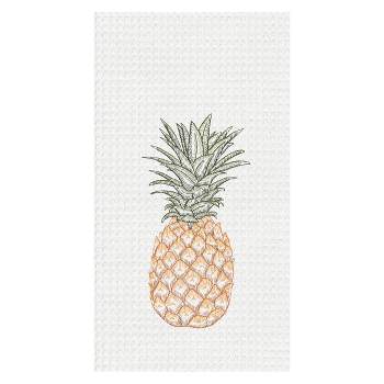 C&F Home Tropical Pineapple Embroidered Cotton Waffle Weave Kitchen Towel