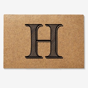 Personalization Mall Noir Initial 18x27 Synthetic Coir Doormat - 1 of 1