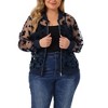 Agnes Orinda Women's Plus Size Bomber Mesh Sheer Floral Lace Long Sleeve Fashion Jackets - 2 of 4