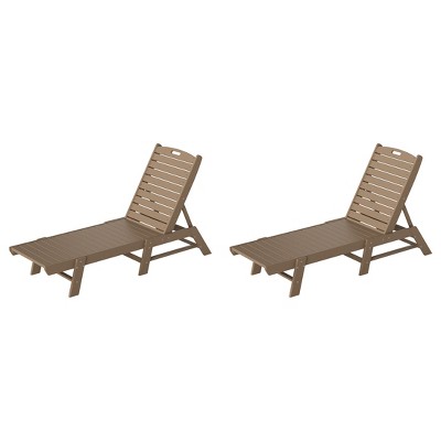 WestinTrends Poly Reclining Outdoor Patio Chaise Lounge Chair Adjustable (Set of 2)