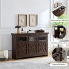 Vynxaria 3-Door Farmhouse Buffet Sideboard in Espresso - Barn Design Cabinet for Dining Room, Coffee Bar, and Wine Storage. - 2 of 4