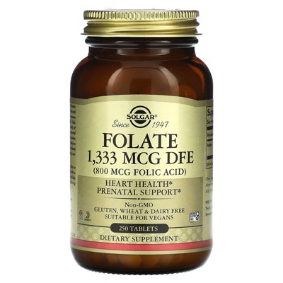 Solgar Folate, 1,333 mcg DFE, 250 Tablets