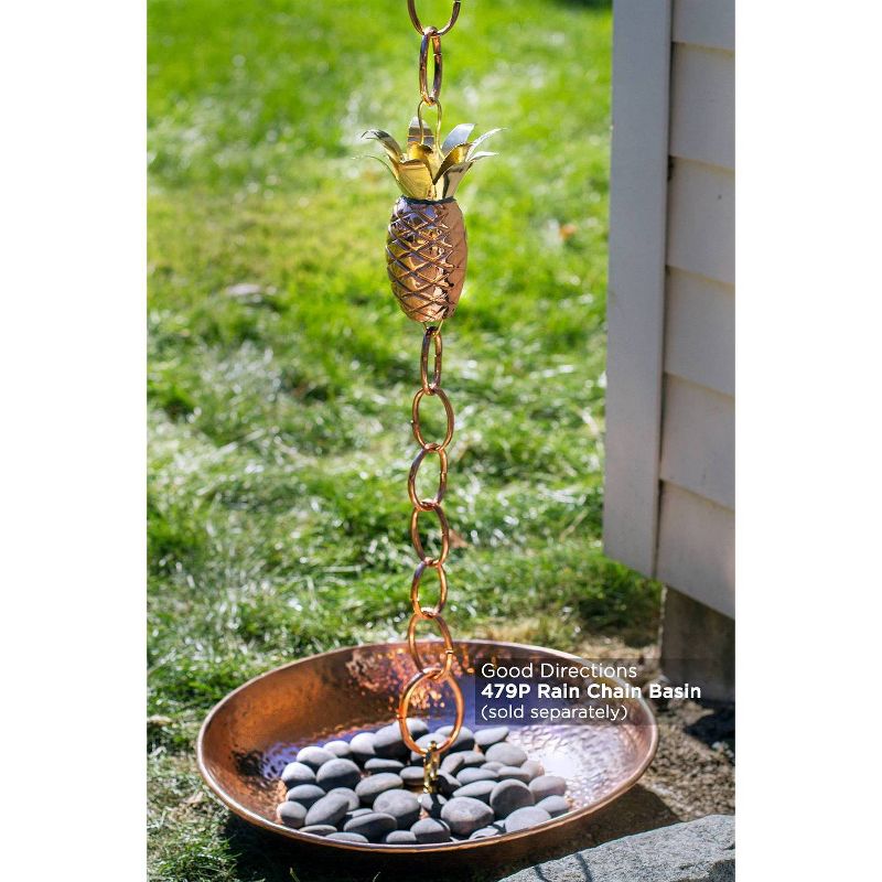 8.5ft  Pure Copper Pineapple Rain Chain - Good Directions, 3 of 8