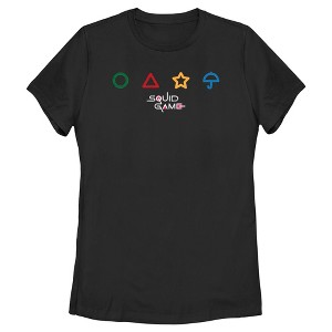Women's Squid Game Colorful Symbols T-Shirt - 1 of 4