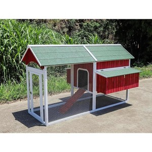 Midlee Red Barn Wooden Chicken Coop with Run Hen House Nesting Box Backyard Covered Enclosure - 1 of 4