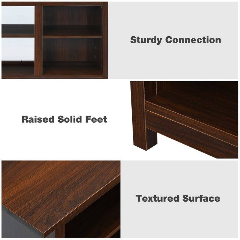 Costway TV Stand 58 inch Entertainment Media Console Center Up to 65 inch Coffee or Black with 2 Tiers, 2 of 11