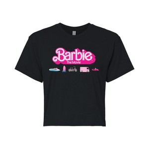 Women's - Barbie - Barbie Transportaion Vehicles Cropped Graphic T-Shirt - 1 of 4