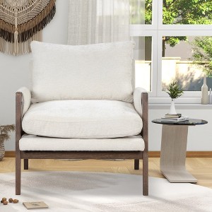 Accent Chair,Velvet Accent Chair with Solid Wood Thick Seat Cushion - 1 of 4