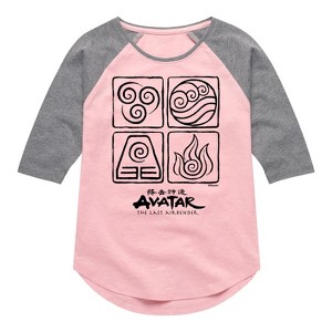Girls' - Avatar: The Last Airbender - Four Elements Shirt Tail Raglan Graphic T-shirt - 1 of 4