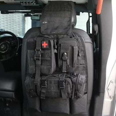 MaseiKar Universal Tactical Car Seat Back Organizer with 3 Detachable Molle Pouches, Heavy-Duty Oxford Fabric, Multi-Purpose Storage Panel for Vehicle