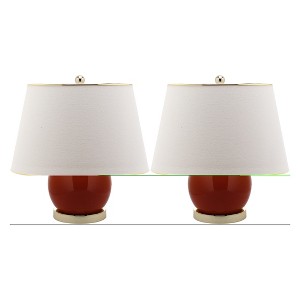 Jill Double Gourd Ceramic Lamp Set - Safavieh , Orange/White