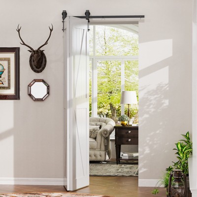 48" Black Steel Bi-Folding Sliding Barn Door Hardware Kit