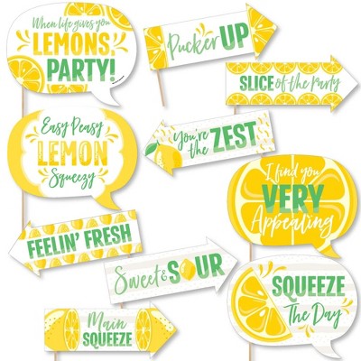 Big Dot of Happiness Funny So Fresh - Lemon - Citrus Lemonade Party Photo Booth Props Kit - 10 Piece