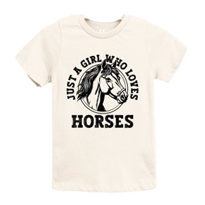 Girl Who Loves Horses Circle - Kids Youth Short Sleeve Graphic T-Shirt - 1 of 3